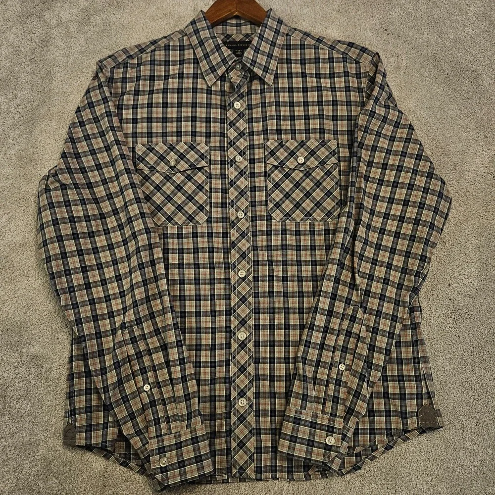 Banana Republic Men's Plaid Shirt M 15-15.5 100% Cotton Long Sleeve Button Front